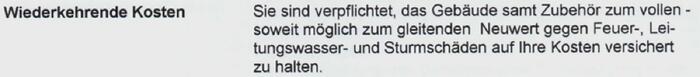 Angabe zu den Kosten für die Gebäudeversicherung im Europäischen Standardisierten Merkblatt