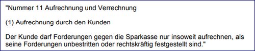 Widerrufsinformation: Aufrechnung und Verrechnung